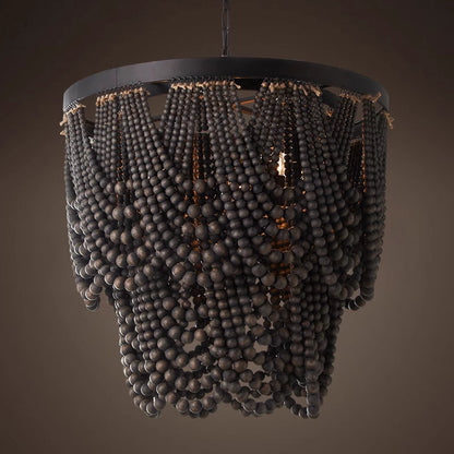 Subtle LED Glow Pendant Light With Boho Wood and Metal