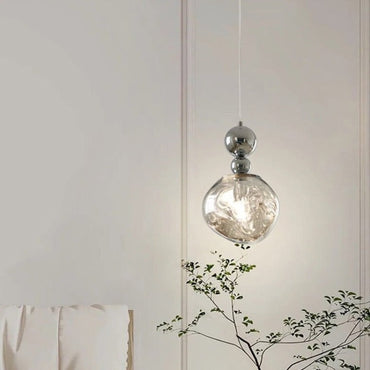 Ambient Glow Glass Shade Retro Chrome LED Pendant Light