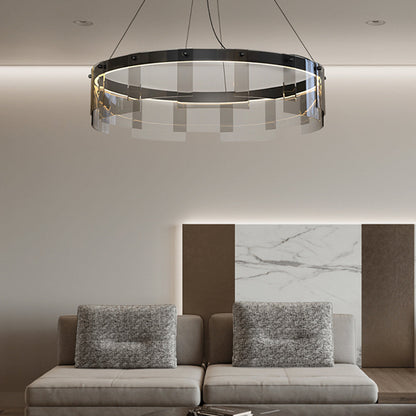 Metal Pendant Light Ring Black For Living Rooms Ambient
