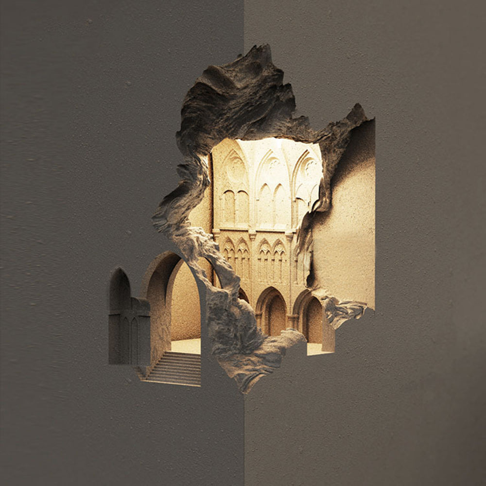 White Finish LED Flush Mount Wall Light Art Deco Plaster