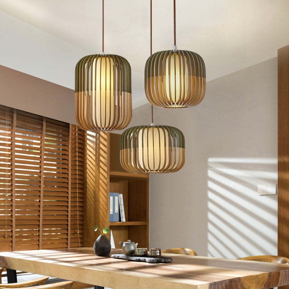 Adjustable Three Color Ambiance Wood Pendant Light