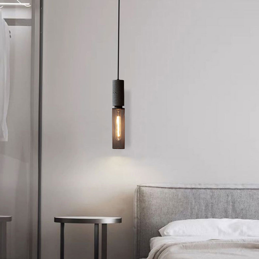 Concrete Top Industrial Cylindrical Pendant Light