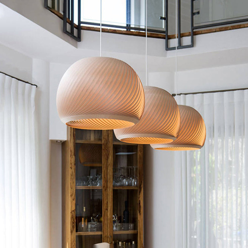 Brown Wood Finish Durable Farmhouse Metal Pendant Light