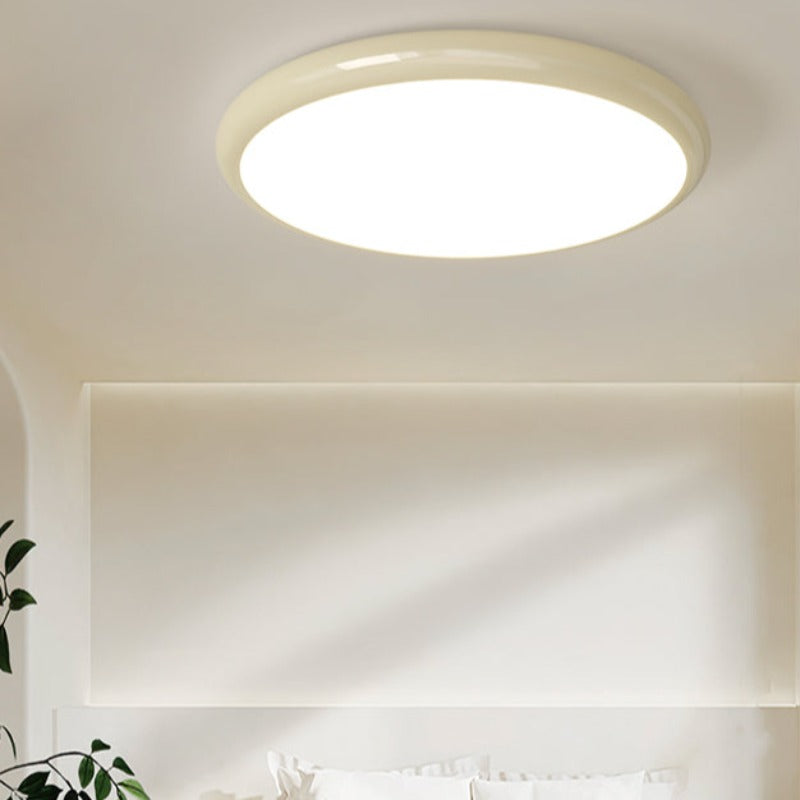White Metal Bedroom Flush Mount Ceiling Light Retro Elegant Round