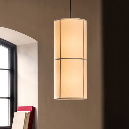 Cylinder Japanese Fabric Pendant Light With Soft Glow