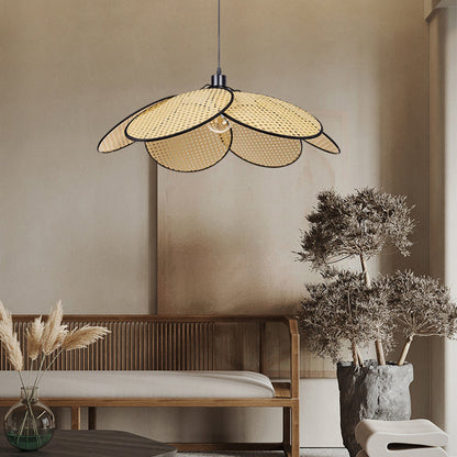 Natural Durable Pendant Light With Rattan Willow Weave