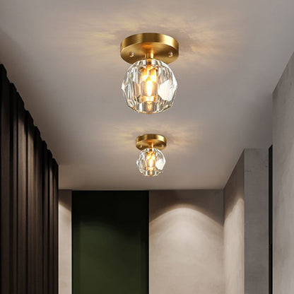 Gold Finish Aurora Luxe Metal Diamond Mount Flush Ceiling Light