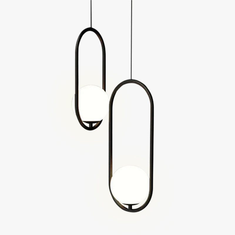 Gold And Black Frame With Oval Globe Pendant Light