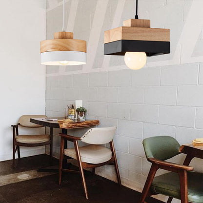 Wooden Minimalist Geometric Light Pendant For Living Rooms