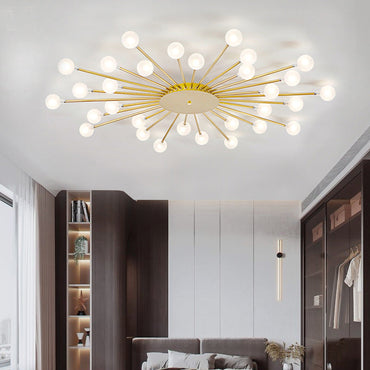 Gold and Black Nordic Metal LED Flush Ceiling Light for Living Room