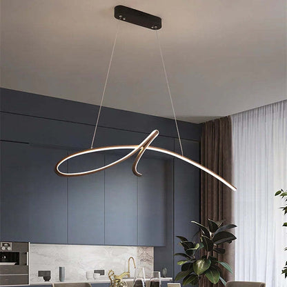 Durable Black Gold Metal Curved Irregular Pendant Light