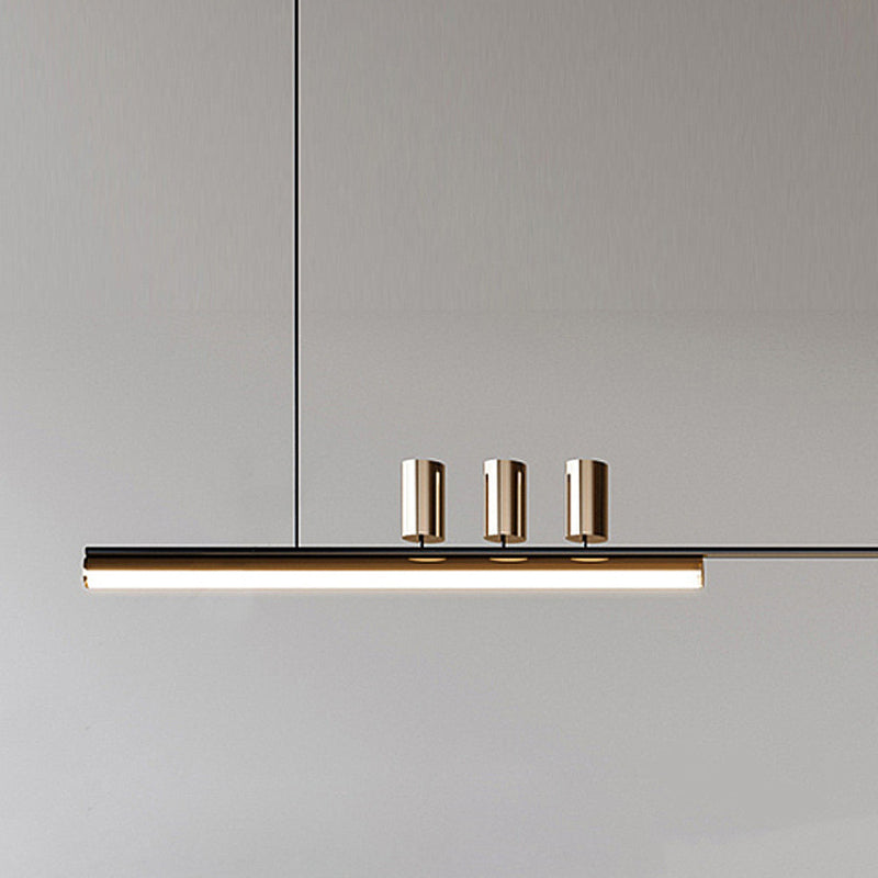 Black Long Sleek LED Pendant Light For Dining Room