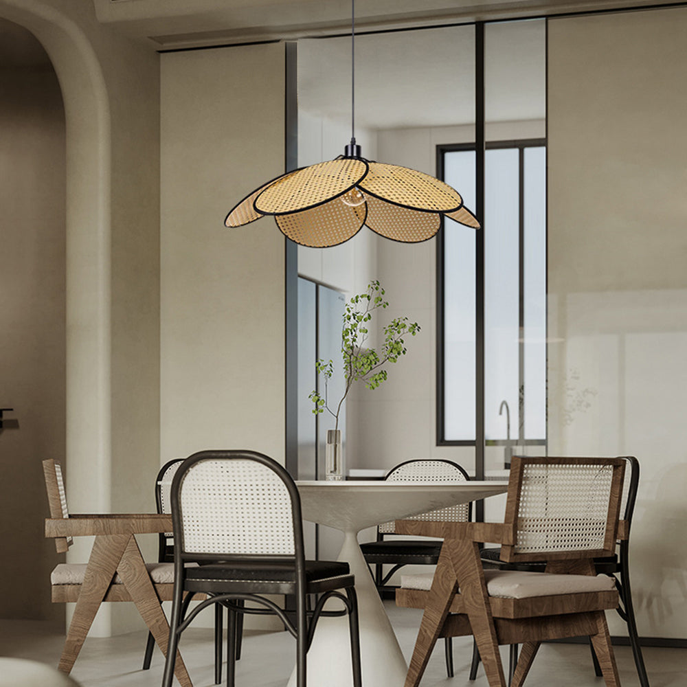 Natural Durable Pendant Light With Rattan Willow Weave
