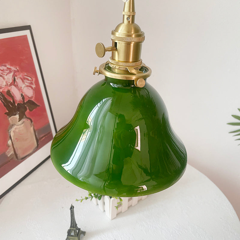 Warm Dining Ambience Green Copper Glass Pendant Light