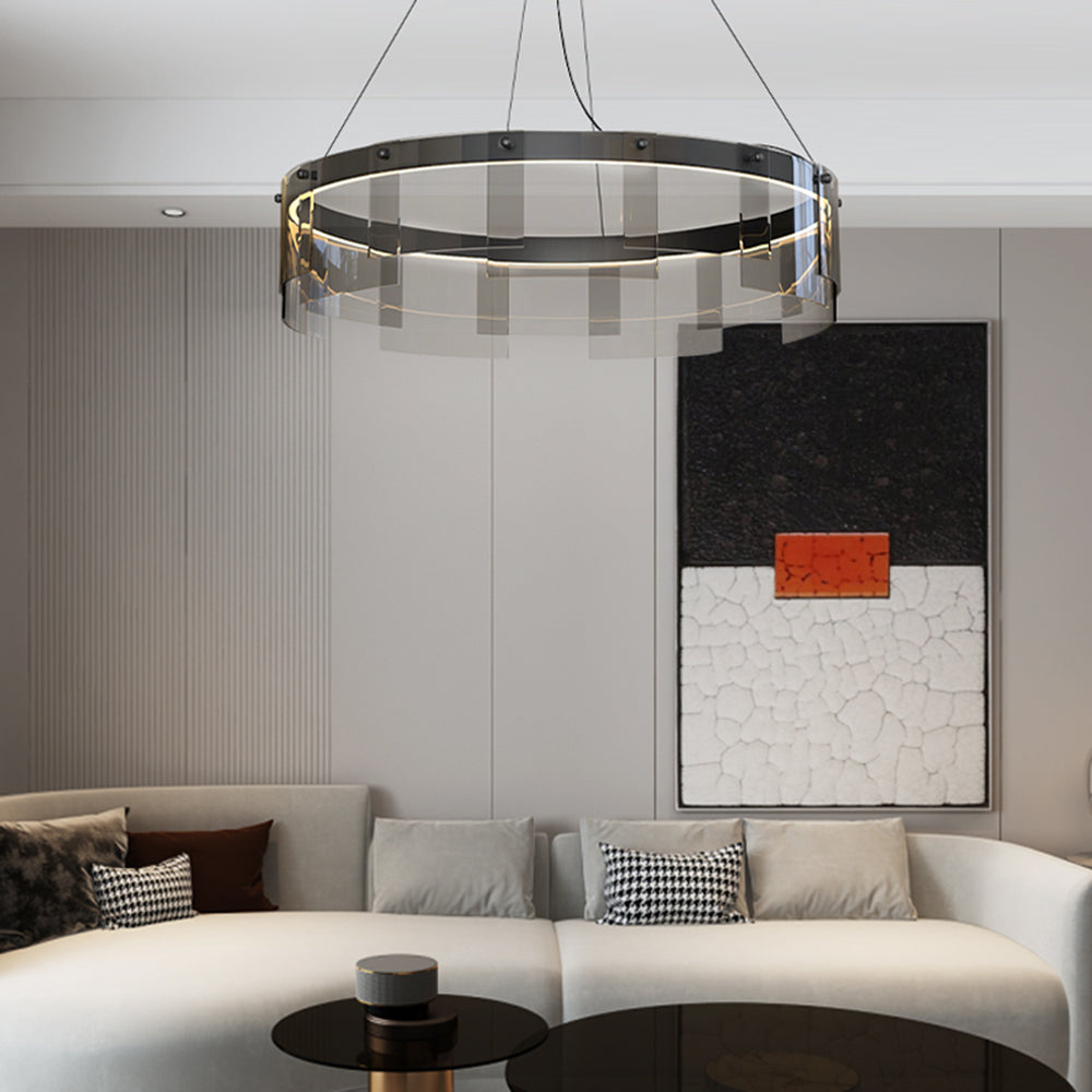Metal Pendant Light Ring Black For Living Rooms Ambient