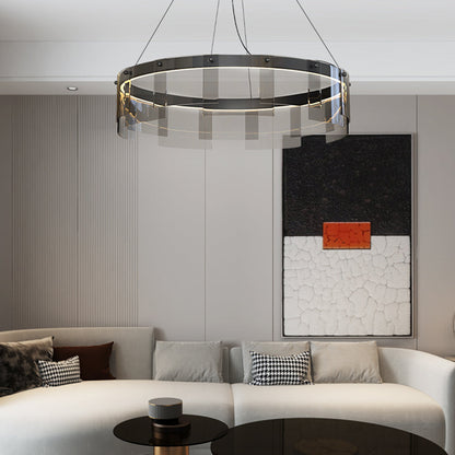 Metal Pendant Light Ring Black For Living Rooms Ambient