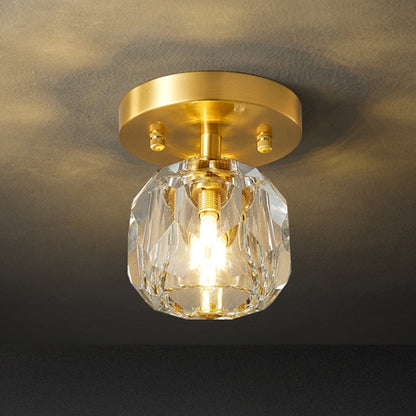 Gold Finish Aurora Luxe Metal Diamond Mount Flush Ceiling Light