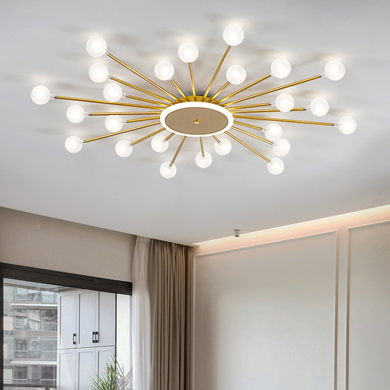 Gold and Black Nordic Metal LED Flush Ceiling Light for Living Room