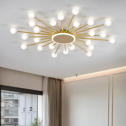 Gold and Black Nordic Metal LED Flush Ceiling Light for Living Room