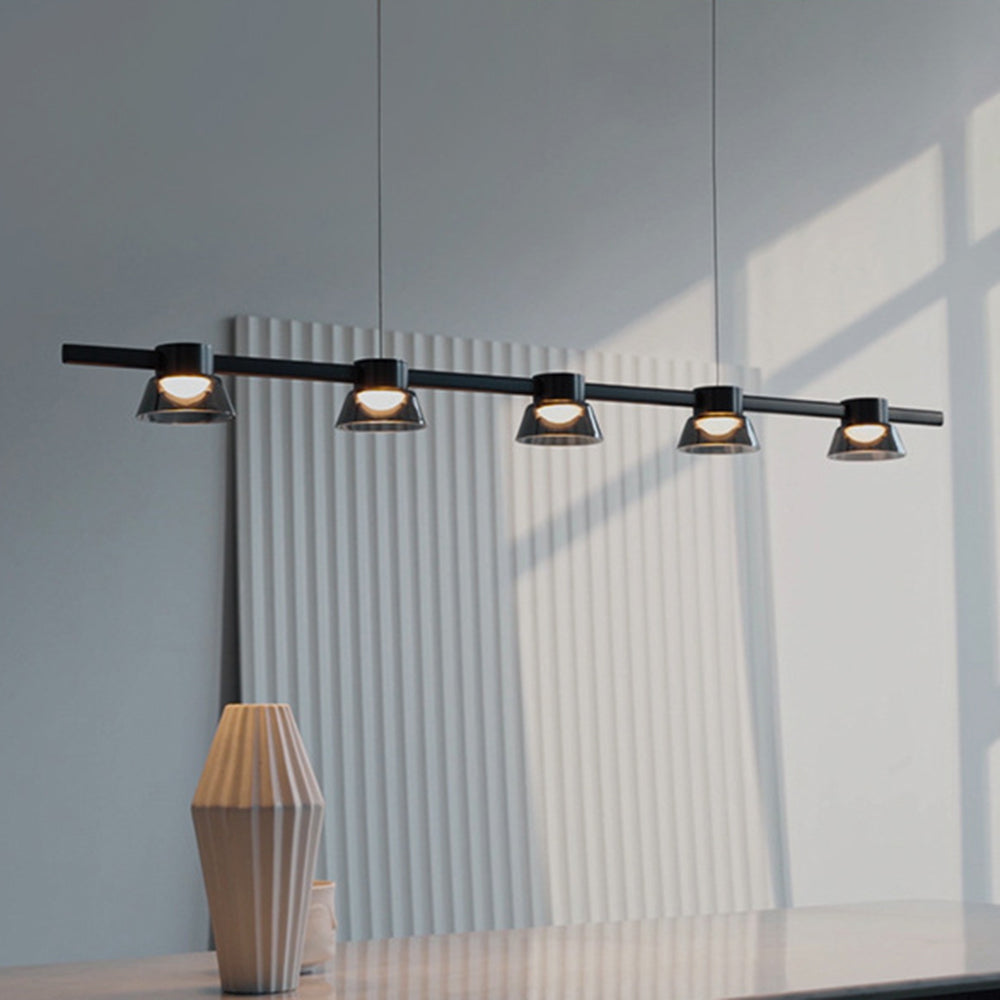 Modern Black Linear Metal Pendant Light For Ambient Lighting