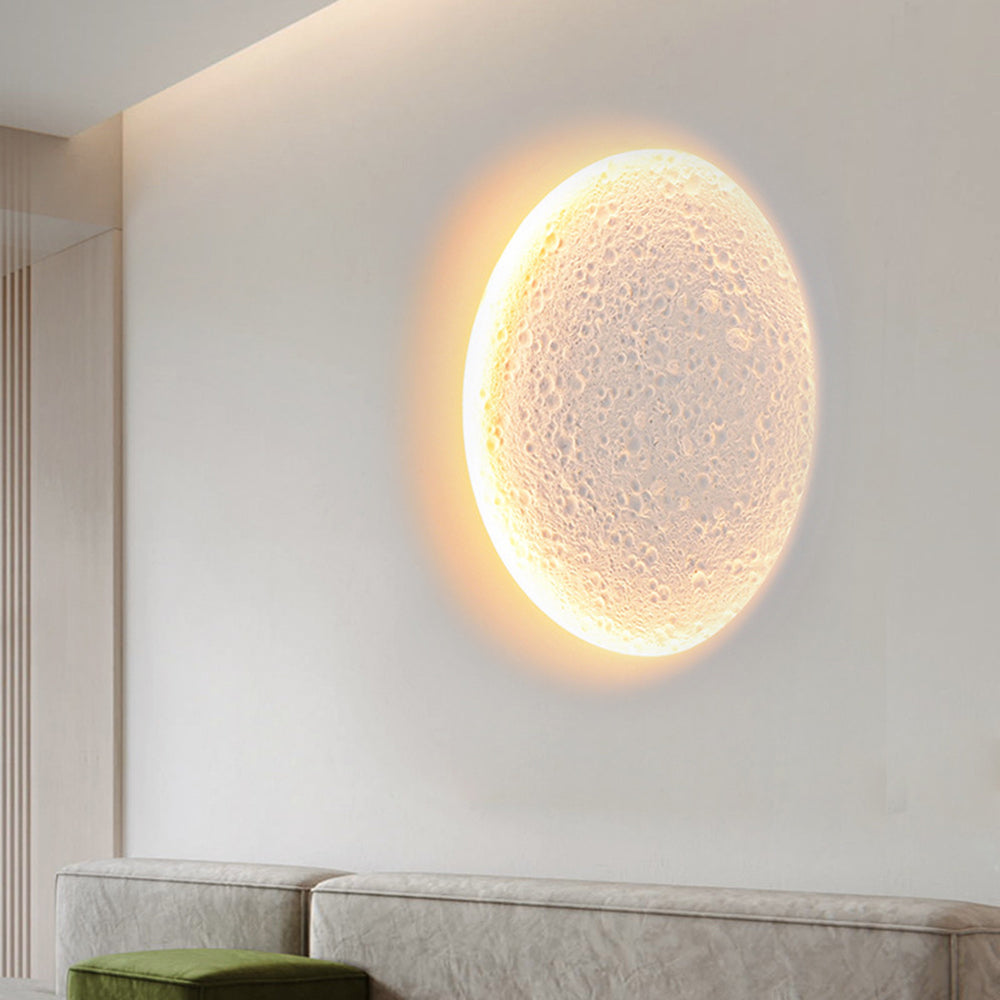 White Metal And Gypsum Moonlit Wall Light