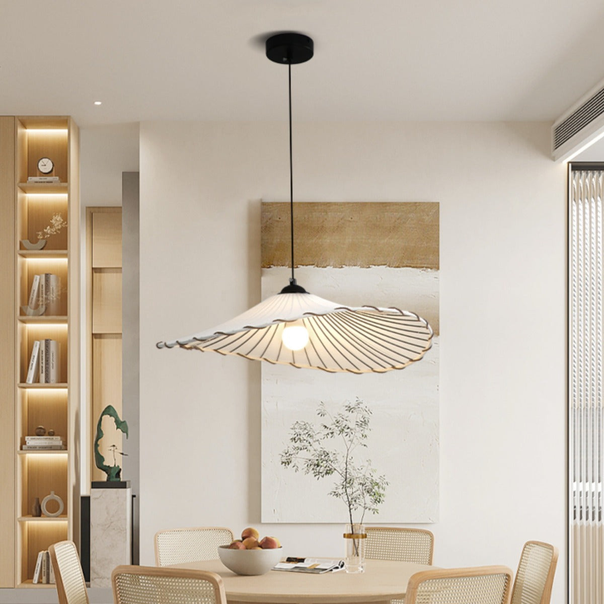 Yellow Fabric Shade Boho LED Pendant Light