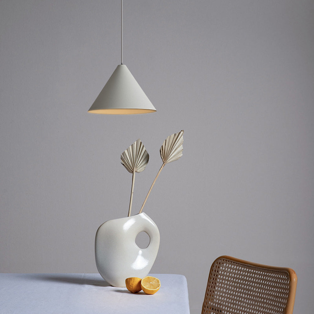 Minimalist Grey Cone Pendant Light With Ambient LED Glow