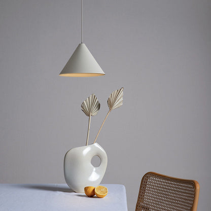 Minimalist Grey Cone Pendant Light With Ambient LED Glow