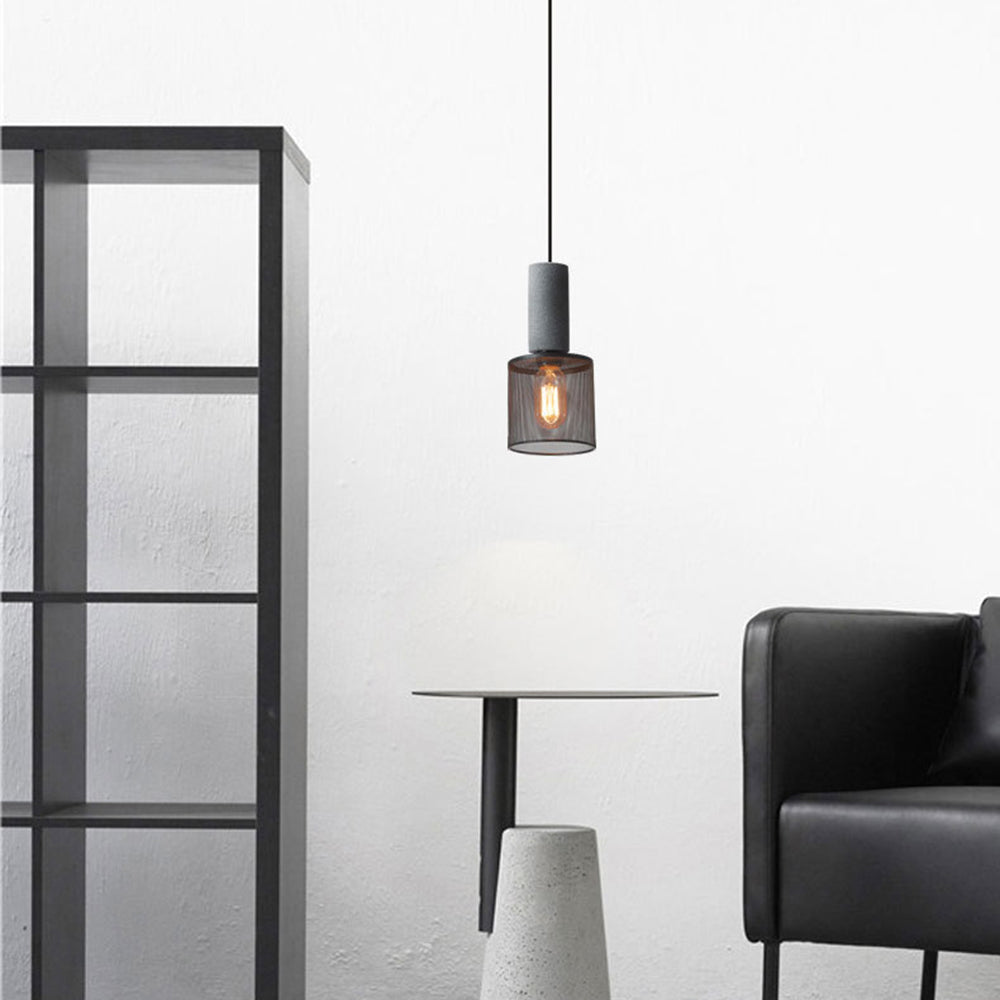 Concrete Top Industrial Cylindrical Pendant Light