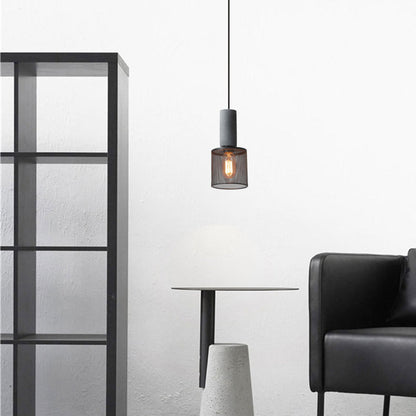 Concrete Top Industrial Cylindrical Pendant Light