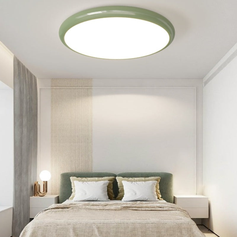 White Metal Bedroom Flush Mount Ceiling Light Retro Elegant Round