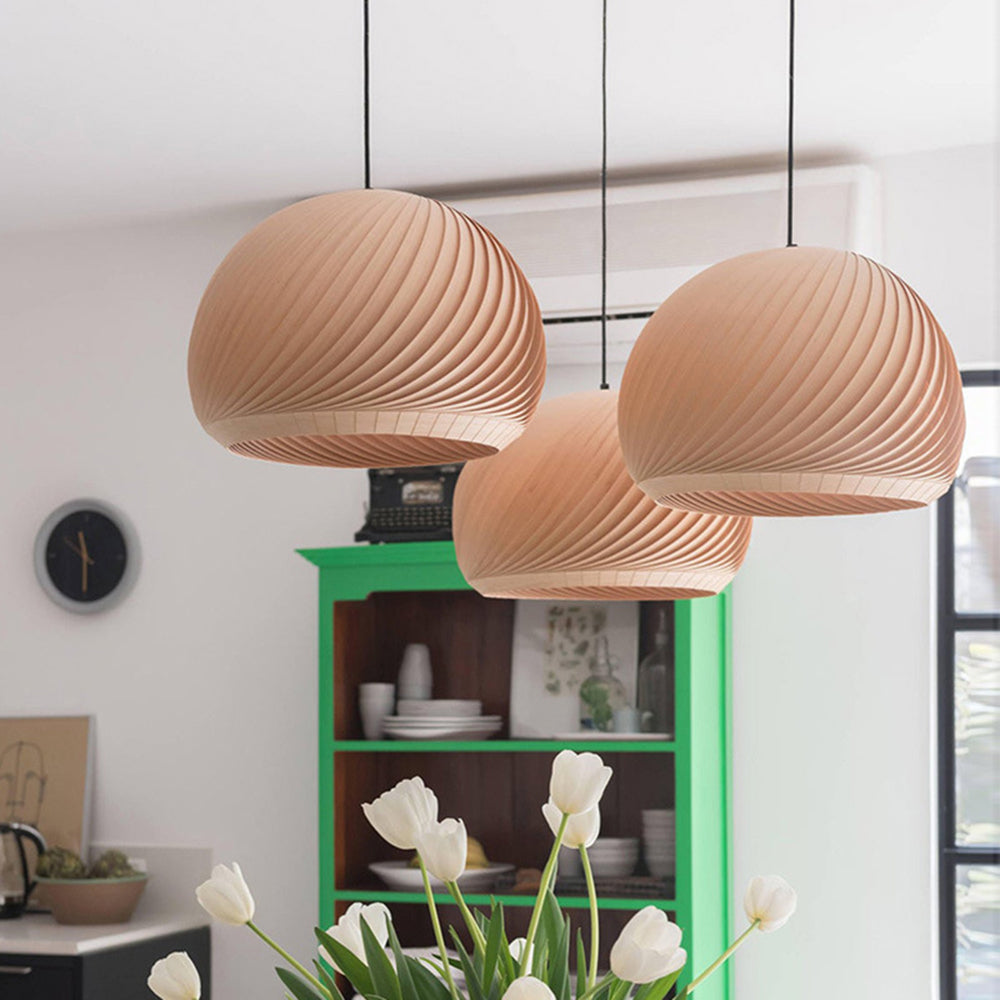 Brown Wood Finish Durable Farmhouse Metal Pendant Light