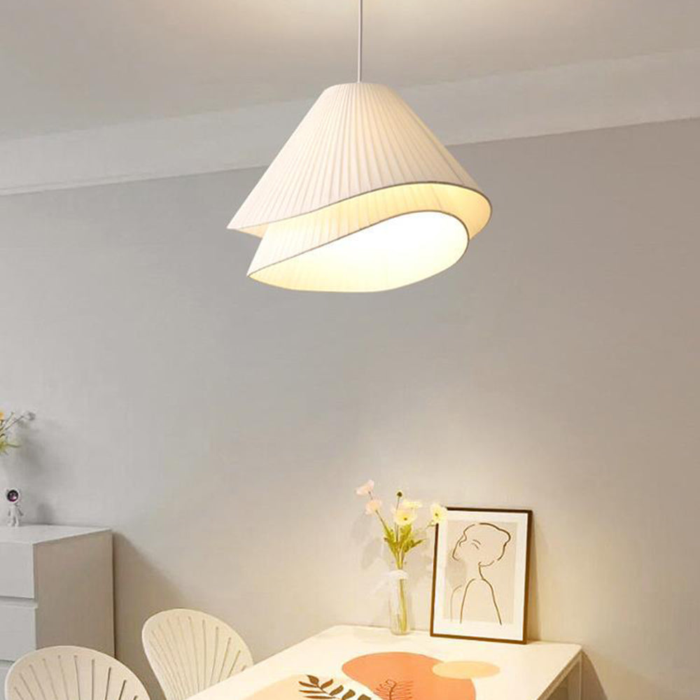 Soft Glow LED Pendant Light With Layered Fabric