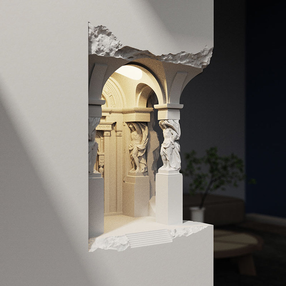 White Finish LED Flush Mount Wall Light Art Deco Plaster
