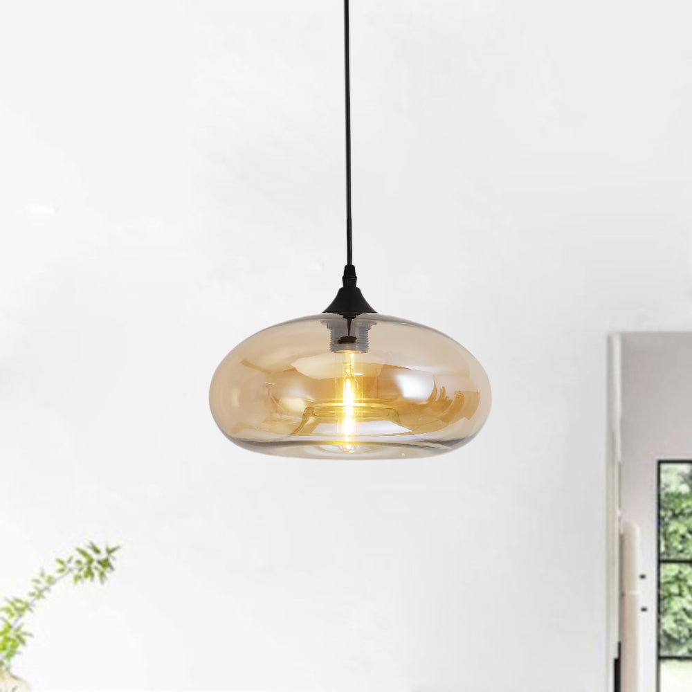 Warm Ambient Glow Bread Shaped Glass Pendant Light