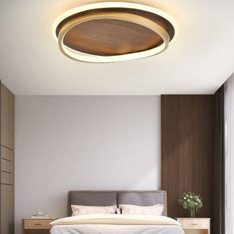 Gold Metal Finish Aurora Dimmable Round Ceiling Light For Bedroom