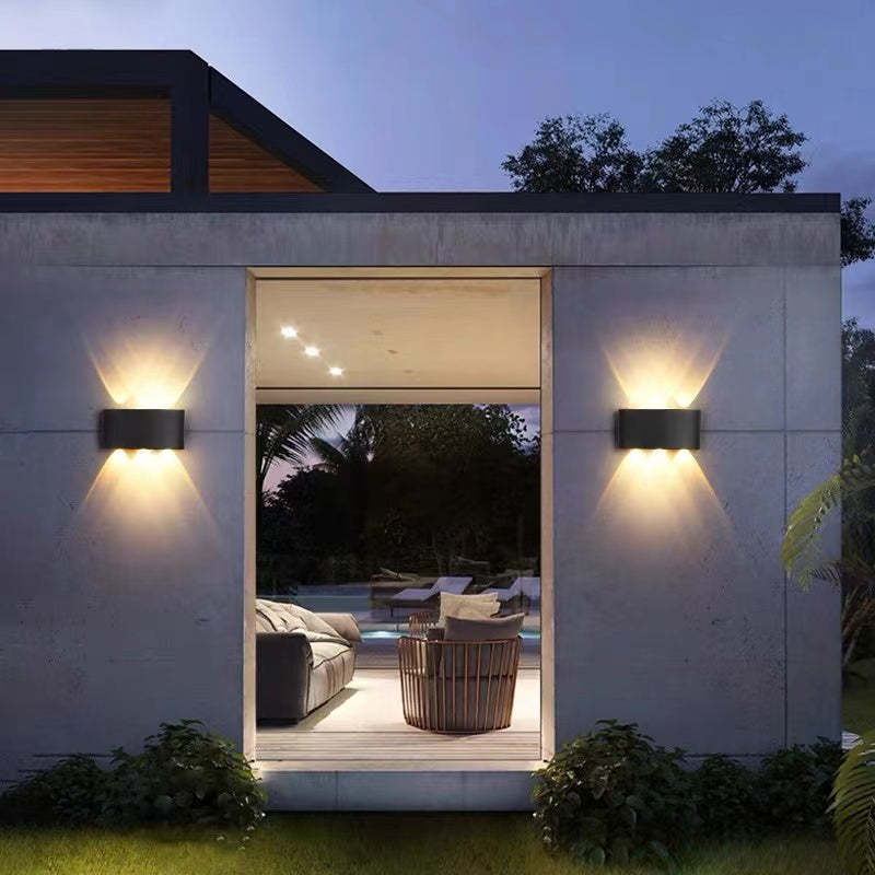Metal Black And White Waterwave Finish Rectangular Outdoor Wall Light