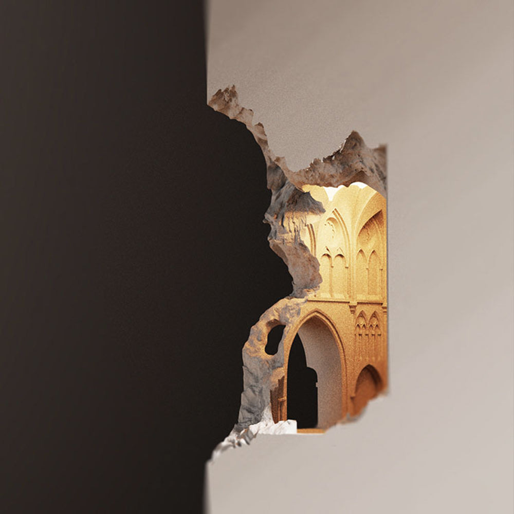 White Finish LED Flush Mount Wall Light Art Deco Plaster