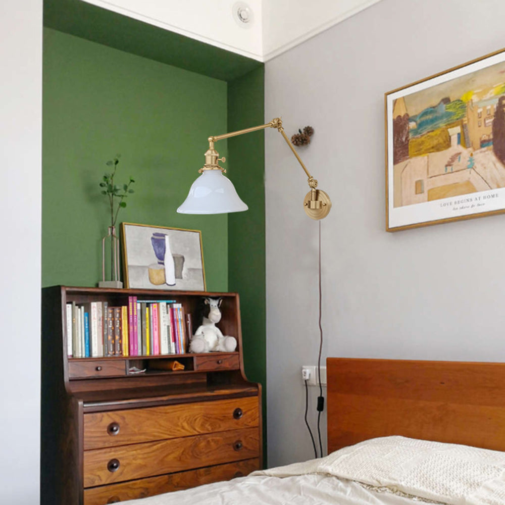 Green Or White Metal Frame And Glass Diffusion Foldable Wall Lamp