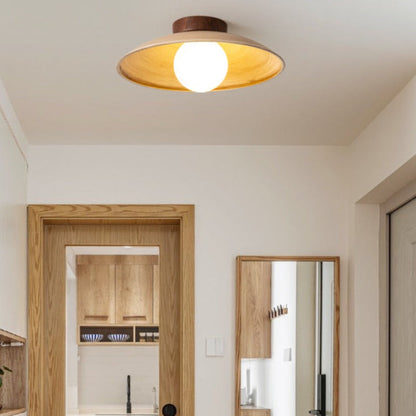 Wood Metal Glass Vintage Dimmable Flush Mount Ceiling Light