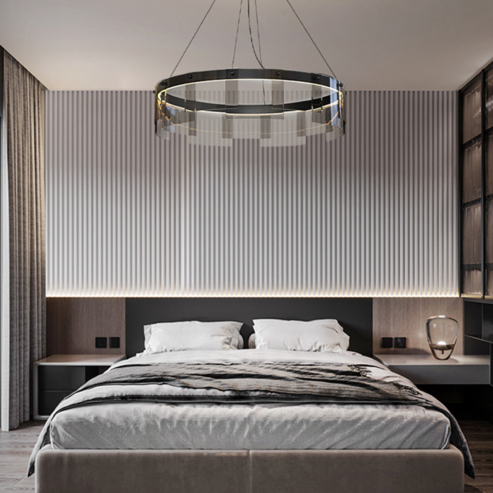 Metal Pendant Light Ring Black For Living Rooms Ambient