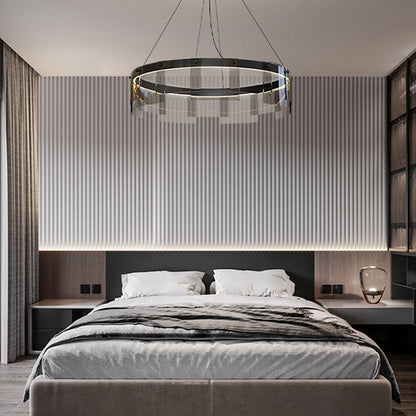 Metal Pendant Light Ring Black For Living Rooms Ambient