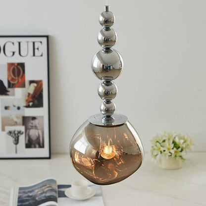 Ambient Glow Glass Shade Retro Chrome LED Pendant Light