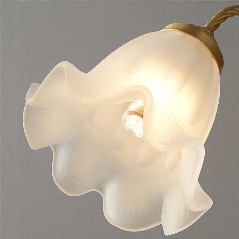 Antique Gold Retro Floral Glass LED Wall Light