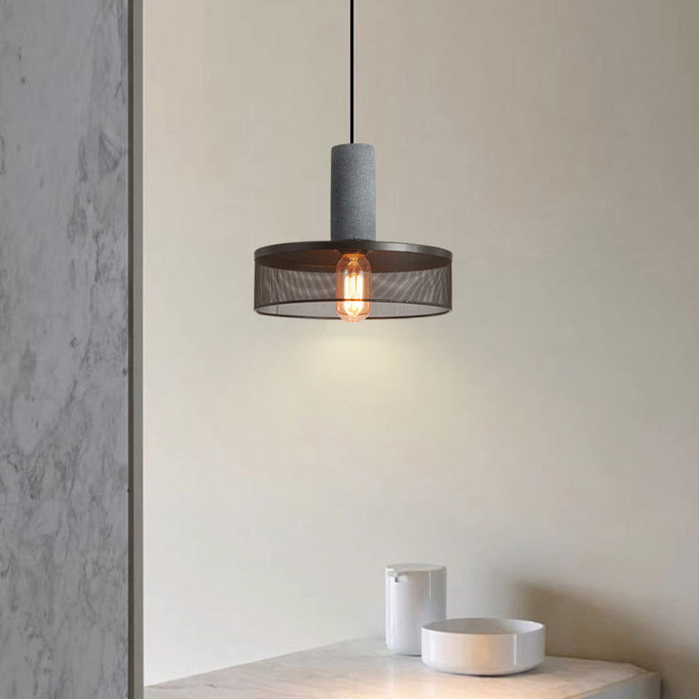 Concrete Top Industrial Cylindrical Pendant Light