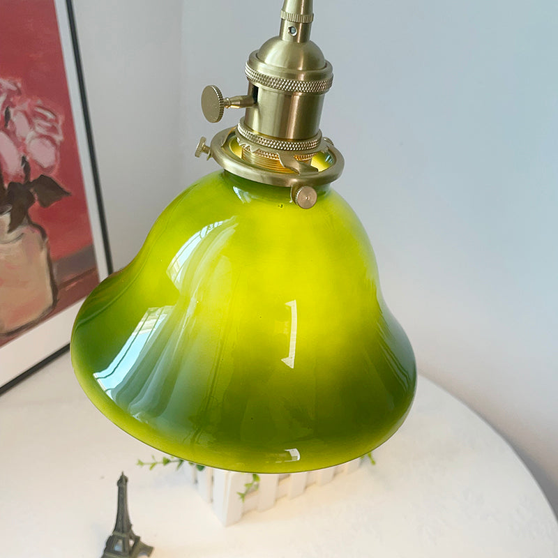 Warm Dining Ambience Green Copper Glass Pendant Light