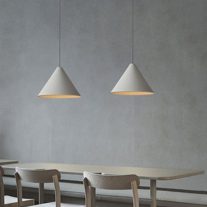 Minimalist Grey Cone Pendant Light With Ambient LED Glow
