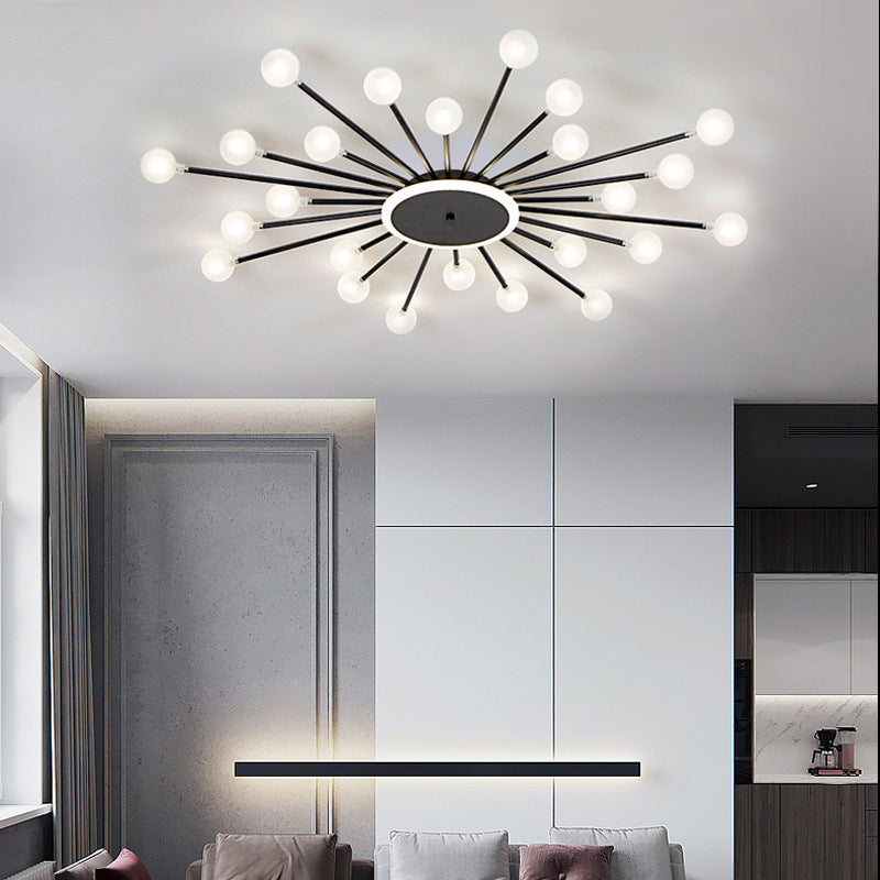 Gold and Black Nordic Metal LED Flush Ceiling Light for Living Room
