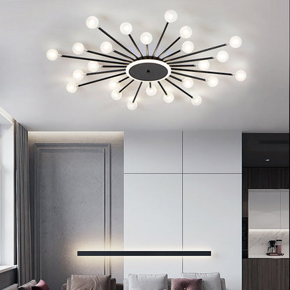 Gold and Black Nordic Metal LED Flush Ceiling Light for Living Room