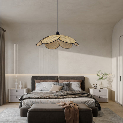 Natural Durable Pendant Light With Rattan Willow Weave